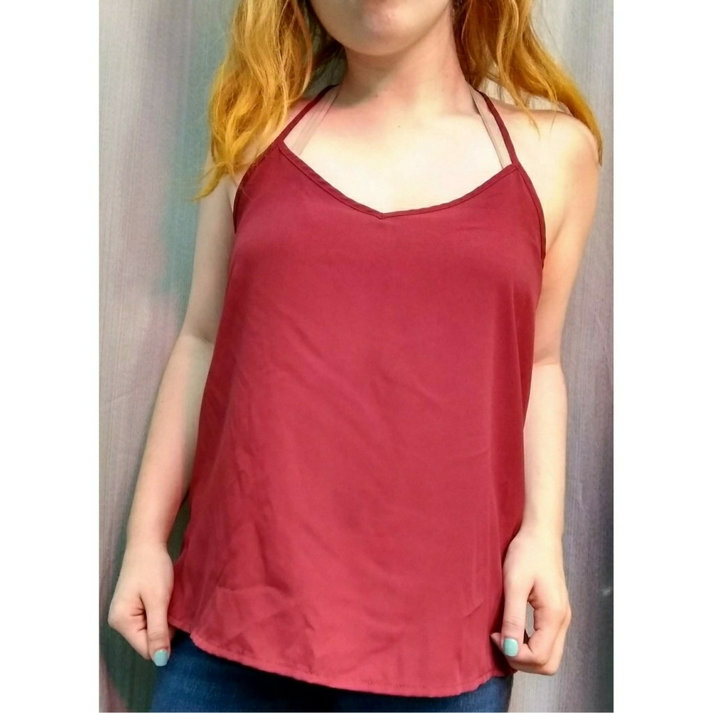 Thin Maroon Hollister Tank Top